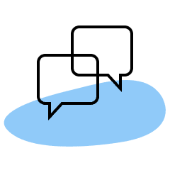 Two overlapping speech bubbles indicating great support for financial adviser