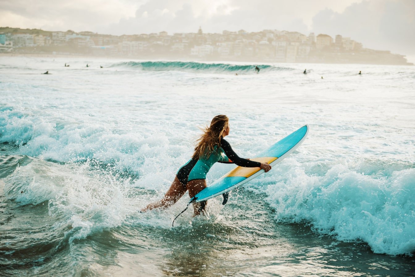 Morning surfers at Bondi Beach