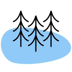 Minimalist icon of three trees indicating growth and our status as ethical pioneers